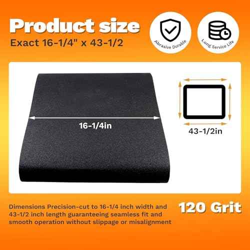 16-1/4 x 43-1/2 Inch 120 Grit Silicone Carbide Drum Sander Conveyor Belt Feed Belt for Older JET & Performax 16-32 Drum Sanders
