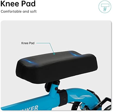 ELENKER Best Value Knee Walker with 10" Front Wheels Steerable Medical Scooter Crutch Alternative with Dual Braking System Sky Blue