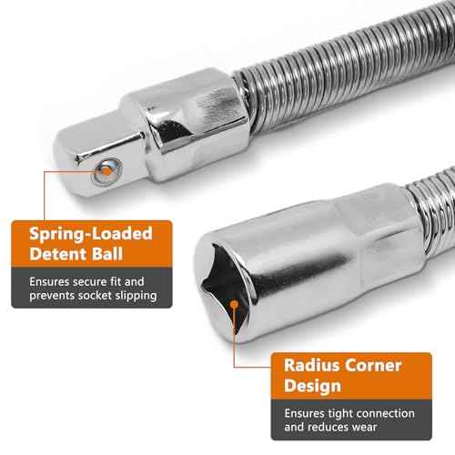 1/4" Flexible Extension Bar Set, Flexible Socket Extension Drive Socket Driver Handle 2Pcs (6 Inch, 8 Inch)