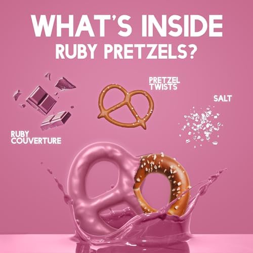 Squirrel Brand Ruby Cacao Pretzel Twists, 20oz Resealable Jar, Sweet & Salty Crunchy Snack, Gourmet Ruby Couverture Pretzel Treats, Premium Gift Idea, Holiday & Party Snack, Indulgent Artisan Ruby Treats
