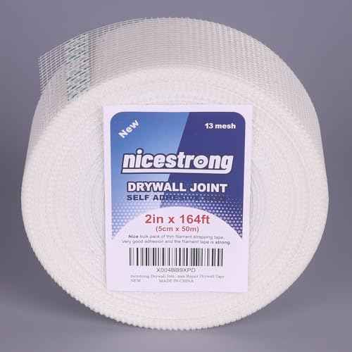 Drywall Joint Tape (2inch X 164ft) Self Stick Repair Mesh Tape Fiberglass Drywall Patch Hole Heavy Duty Wall Repair Mesh Spackle Tape Wall Crack and Seam Repair