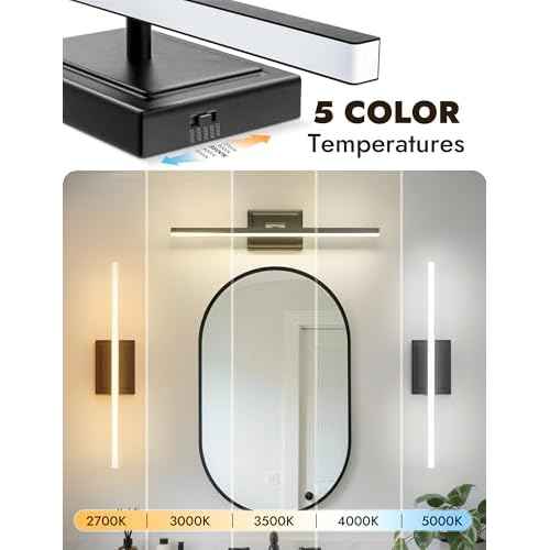 NIORSUN 24 Inch Modern Bathroom Light Fixture, 14W 5CCT Dimmable LED Black Bathroom Vanity Lights Over Mirror, Vanity Lights for Bathrooms Restroom Mirror- ETL Certified