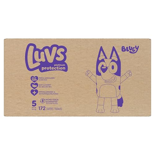 Luvs Diapers - Size 5, 172 Count, Bluey Platinum Protection Baby Diaper