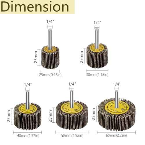 10 Pcs Abrasive Flap Wheels Sander, 1/4'' Shank Flap Wheel for Drill, Grinder, Rotary Tools (25/30/40/50/60mm)