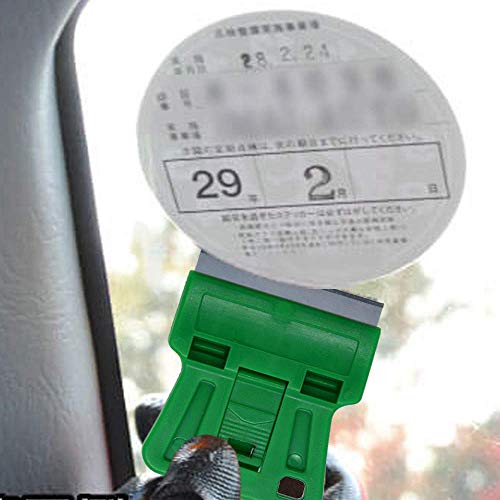 Mini Plastic Razor Blade Scraper Green Window Paint Scraper with 5 Spare Metal Razor Blades for Stove Top Wallpaper Label Removal