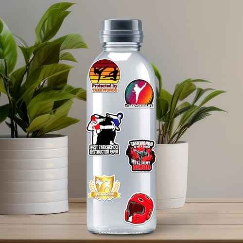 Taekwondo Stickers 50 Pieces Black Belt Martial Arts Sticker Vinyl Waterproof Decal for Laptop Water Bottle Phone Car Window Stakeboard Scrapbook Gifts