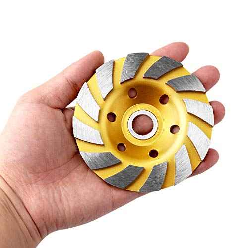 2pcs-4 Inch Concrete Stone Ceramic Turbo Diamond Grinding Cup Wheel,12 Segs Heavy Duty Angle Grinder Wheels for Angle Grinder (Yellow)