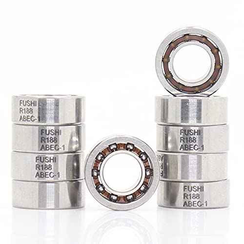 R188 Open Deep Groove Ball Bearing, 1/4" mmx1/2 mmx3/16 mm Fidget Spinner Bearing with Nylon Caged (10 PCS)