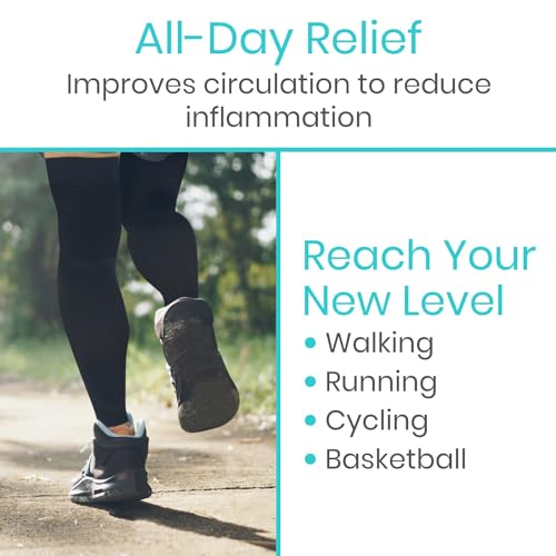 Vive Full Leg Compression Sleeves for Men & Women (Pair) - Knee, Calf, & Thigh Support Brace Wrap for Basketball, Football, Wrestling - Footless Long Running Accessories for Shin Splints (Medium)