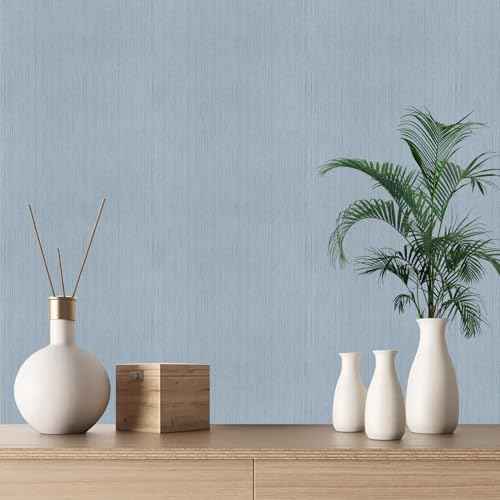 Blue Grasscloth Peel and Stick Wallpaper Texture Self-Adhesive Contact Paper 15.7" X 120" Faux Grasscloth Removable Wallpaper for Cabinets Counter Top Liners