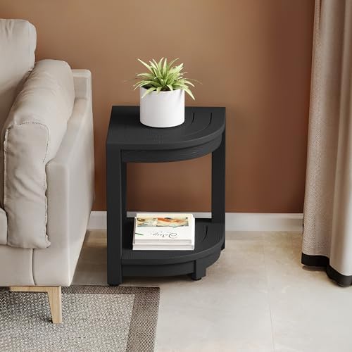 LUE BONA Shower Bench for Inside Shower, Black HDPS Corner Shower Stool for Shaving Legs, 17" Waterproof Storage Shelf for Bathroom, Small Shower Seats Chair/Foot Rest, Indoor or Outdoor Use