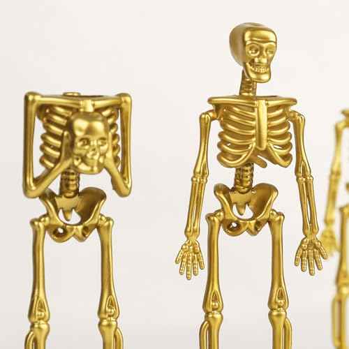 ORIENTAL CHERRY Halloween Party Supplies - Golden Best Costume Skeleton Trophies for Kids Adults Halloween Party Games Decorations Favors Costume Contest Awards Prizes - 4 Pack
