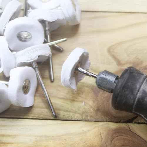 Luo ke 20 Pcs Little Buffing Wheel, 1/8 Inch Cloth Polishing Wheel for Rotary Tools Includes Dremel (White)