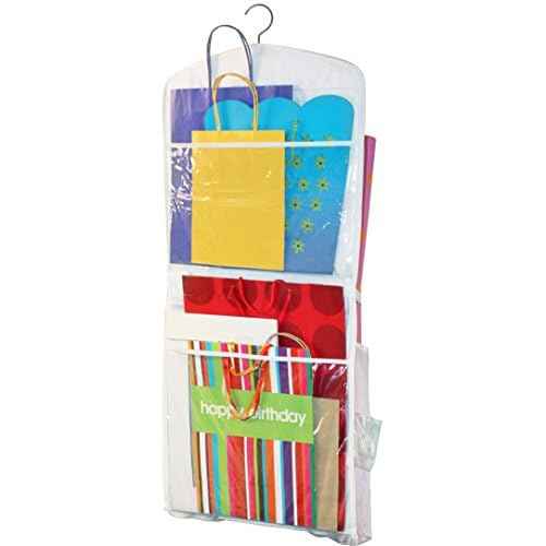 Gift Bag Organizer - Storage for Gift Bags, Bows, Ribbon and More - Organize Your Closet with this Hanging Bag & Box to Have Organization with Clear Pockets by Jokari