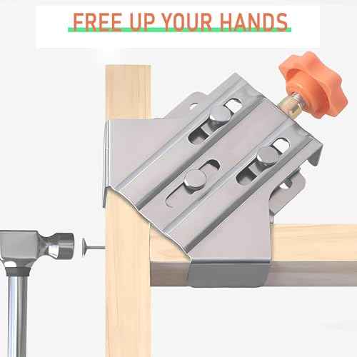 90 Degree Right Angle Clamp for Woodworking,Multipurpose Stainless Steel T-shaped Clamp,Single Handle 90 Degree Corner Clamping Tool with Adjustable Swing Jaw, Gifts for Men Dad (2Open+2Closed)