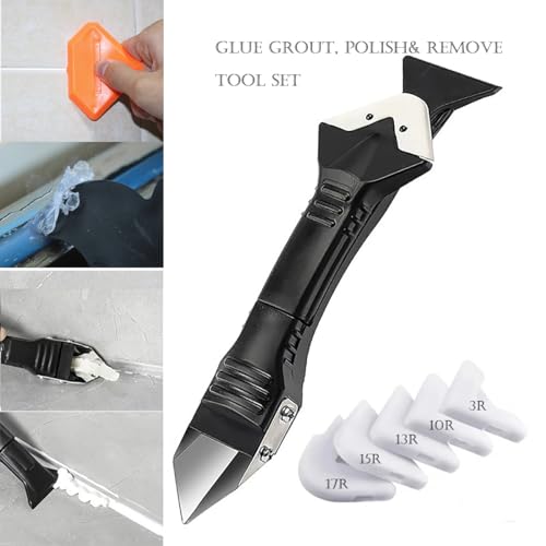 Caulk Remover Tool-3 in 1, Caulking Tool Kit, Grout Removal Tool, Pack-of-9Pcs Caulk Removal Tool for Kitchen Countertop, Bathroom Floor, Window, Sink Joint, Frames Seal