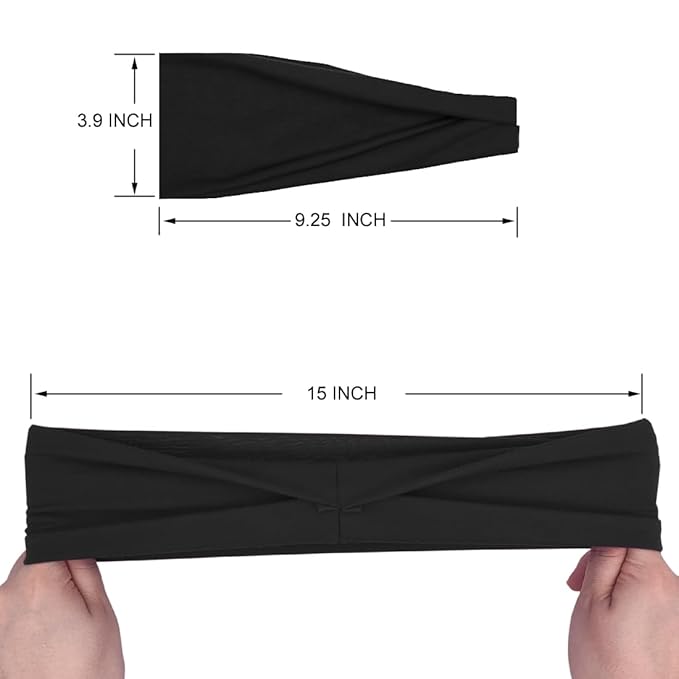 YONUF Fashion Headbands For Women Wide Headband Yoga Workout Head Bands Hair Accessories Black Band 6 Pack
