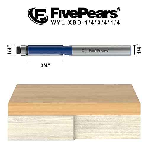 FivePears Flush Trim Router Bits 1/4 Inch Shank, 1/4 Inch Cutting Diameter, 3/4 Inch Cutting Height, Bottom Bearing Flush Straight Cut Trim Router Bit for Woodworking.
