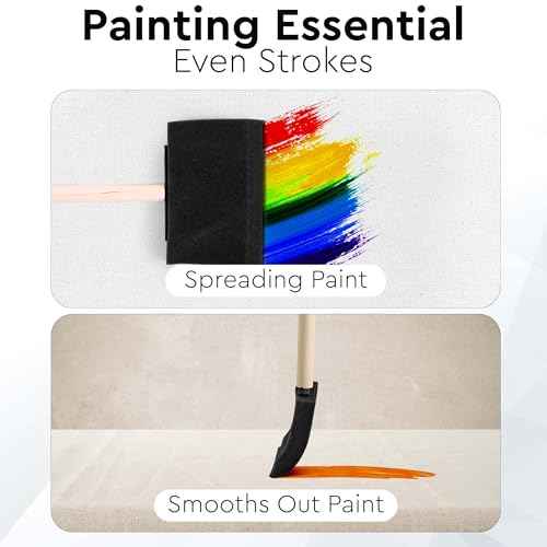 20 Piece Flat Flexible Poly Foam Bevel-Tipped Brush Set with Wooden Handles Ideal for Applying Paint, Oil-Based Paints, Stain, Varnish, Enamel, Latex Paint Smooth Surfaces & Arts & Crafts