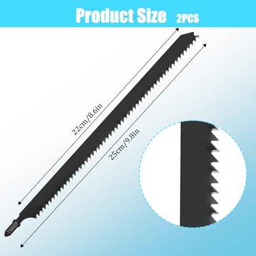 2PCS T1044DP Jigsaw Blades for Wood Contractor 10 in Jig Saw Blades Set 6 TPI Precision for Quick Cutting Wood, Hardwood, Plywood, Plastic, Metal, Black