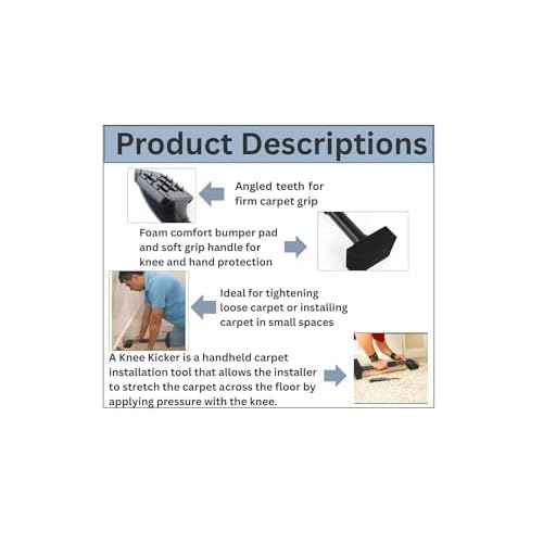 ZY457 18 Inch Economy Carpet Stretcher Knee Kicker with Protective Buffer Pad, Black