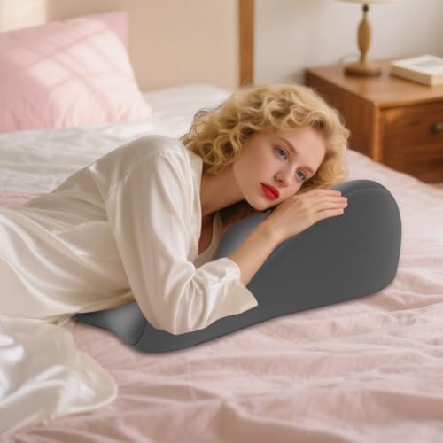 Couples Butt Cushion Pillow for Intimacy, Low-Profile Ergonomic Memory Foam Pillow for Bed, Home Pillows for Sitting and Lying, Recovers After Impact, Provides Intimacy Support (Grey-Large)
