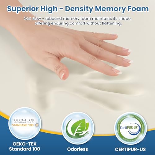Ergonomic Contour Cervical Neck Pillow for Neck & Shoulder Pain Relief, Memory Foam Pillow for Side/Back/Stomach Sleepers, Skin-Friendly & Breathable Pillowcase
