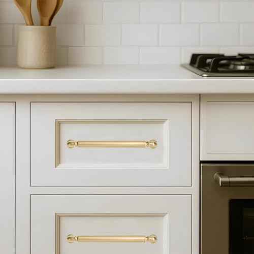 khtumeware 10-Pack Champagne Bronze Heavy-Duty Solid Cabinet Pulls, 5 Inch (128mm) Hole Center, Satin Brass Drawer Pulls, Cabinet Hardware, Suitable for Kitchen Cabinets, Bathrooms and Dressers