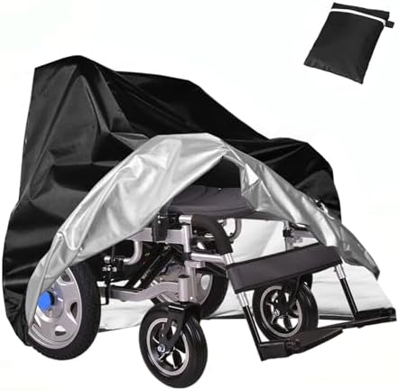 Wheelchair Cover Waterproof Electric Wheelchair Covers for Indoor and Outdoor Travel, 210D Oxford Mobility Scooter Cover for Storage, Prevent Rain Wind Dust Dirt Snow Sun 40x30x40 Inch (Black)