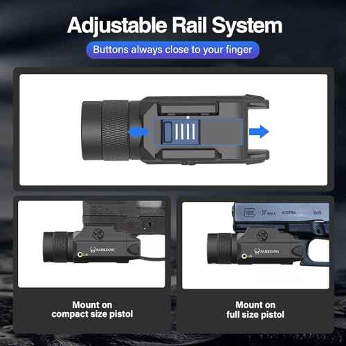 DARKFANG Tactical Flashlight and Green Laser Light Combo 1500 Lumen for Shotgun/Pistol Light with Momentary/Strobe Function for 1913 Picatinny Rail