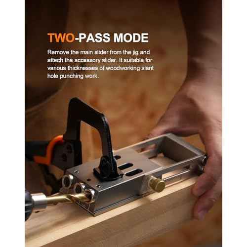 Kolvoii Pocket Hole Jig, Professional Adjustable Pocket Screw Jig for Strong Joints, Versatile Drill Guide Jig for Materials 1/2" to 3 1/8" Thickness with Storage Case
