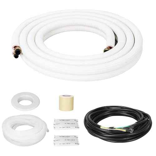 NEAGLORY 10 Ft Mini Split Line Set 1/4" & 3/8" O.D. Twin Copper Tubing Insulated Coil Copper Pipes HVAC for Mini Split AC and Heating Equipment