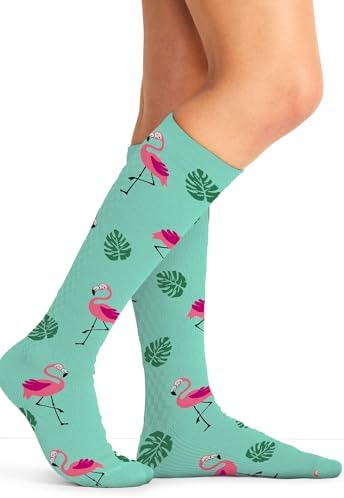 Cherokee Women's 10-15mmHg Compression Socks – Fun Print Knee Highs with Light Support, Soft Feel - PRINTSUPPORT