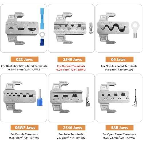 6-in-1 Crimping Tool Set, Wire Crimping Tool with Quick-Change 6 Dies (40Cr), Ratcheting Wire Crimper Tool for Dupont, Ferrule, Open Barrel, Heat Shrink/Insulated, Non-Insulated & Solar, Case Included