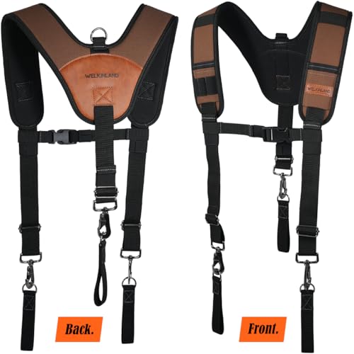 WELKINLAND Heavy Duty Tool Belt Suspender, Comfy Padded Tool Belt Suspenders, RipStop Construction Tool Belts Suspender, Fully-Adjustable Tool Belts Suspenders For Men, Carpenter Belt Suspender