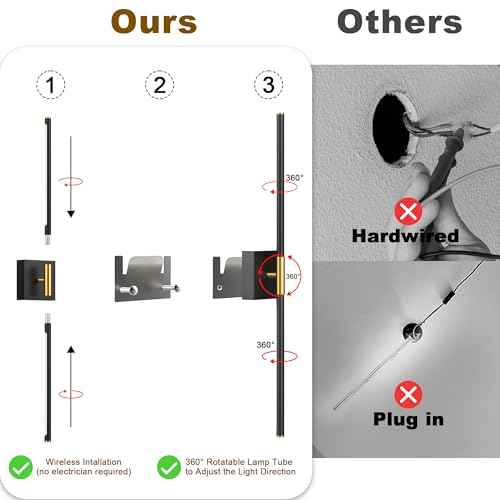 31.5 Inch Battery Operated Wall Sconce Set of Two, 8000mAh USB Rechargeable Wall Sconce with Remote Control, 360¡ÆRotate Dimmable 3000K-6000K LED Wall Lights for Living Room, Hallway, Bedroom, (2 Pack)