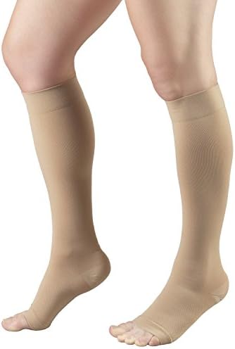 Truform Surgical Stockings, 18 mmHg Compression for Men and Women, Knee High Length, Open Toe, Beige, X-Large