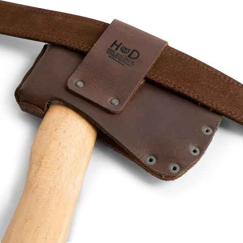 Hide & Drink, Hatchet Head Sheath Holster for 1.5 in. Belts, Axe Head Case, Blade Cover, Lumberjack Outdoors Work Essentials, Full Grain Leather, Handmade