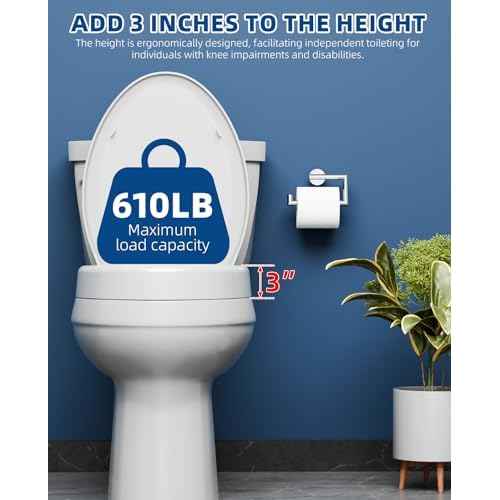 Elongated Toilet seat risers for Seniors, Elevated Soft Close Toilet Seat 3 inch, Heavy Duty, Never Loosen, Elongated Raised Toilet seat bowl (18.5¡±), White