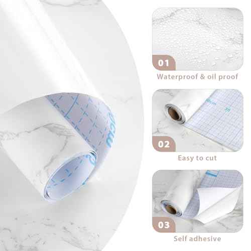 Marble Contact Paper Peel and Stick Wallpaper Glossy Granite Self Adhesive Waterproof Countertop Vinyl Wrap Removable Decorative Film for Kitchen Cabinets Bathroom (15.7" x 78.7")