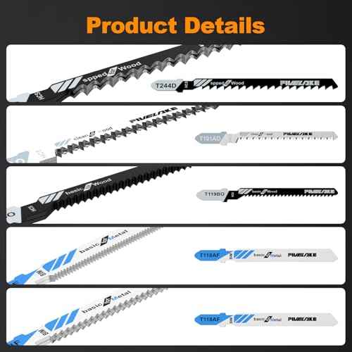 T-Shank Jigsaw Blades Set with Case, 20Pcs Assorted Replacement Jigsaw Blades for Wood, Plastic and Metal Cutting (T118AF, T118BF, T101AO, T119BO, T101B, T101BR, T111C, T244D, T144D)