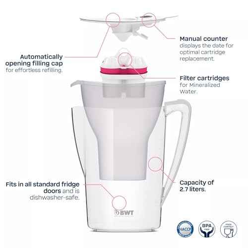 BWT AQUAlizer Home, 2.7 Liter, Water Mineralizer & Filtration Jug - Includes 1 Magnesium Enricher Cartridge, for Tea & Coffee Water, Prevents limescale, removes Lead & Chlorine, White