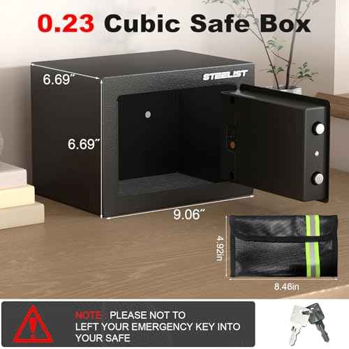 Fireproof Safety Box, 0.23 Cu ft Safes for Home Use Fire and Water Proof, Black Personal Safe with Fireproof Bag, Wall-Mounted Hidden Safe for Cash, Jewelry & Documents, Ideal Gift