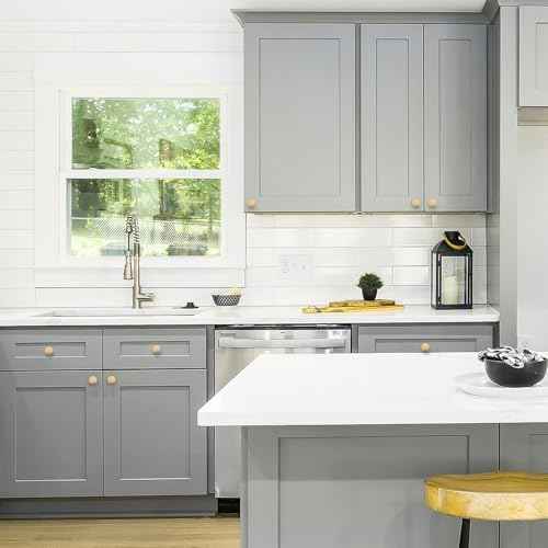 Ravinte 25 Pack Drawer Pulls 1-1/4 Inch Kitchen Cabinet Knobs Solid Round Dresser Drawer Knobs Champagne Bronze Drawer Knobs Dresser Knobs Simple Cabinet Hardware for Cupboard Drawer Pulls