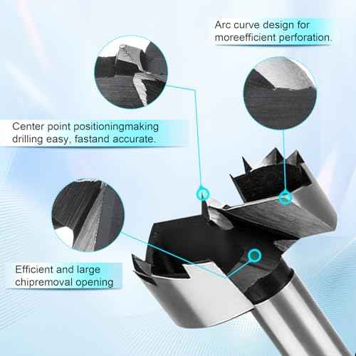 1-1/2 Inch Forstner Drill Bits, Made of Carbon Steel Forstner Bit for Wood,Wood Drilling Hole Saw, Woodworking Hinge Cutter Tool for Wood Plywood Plastic with Storage Case