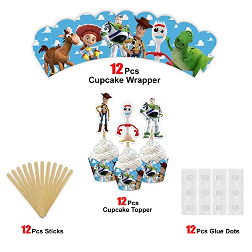 Toy Stry Cupcake Wrapper for Birthday Party -Inspired Cupcake Decoration& Space Hero Theme ? Fun Cupcake Holders for Baby Shower, First Birthday, or Toy-Themed Celebration ? Party Supplies