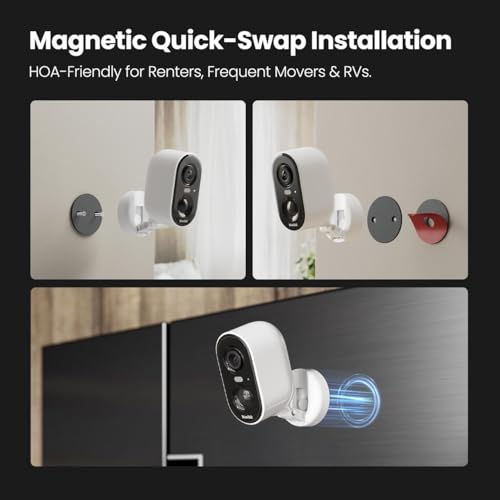 Security Cameras Wireless Outdoor, 2K Outside Camera for Home Security, Battery Camera, Magnetic Mount, AI Detection, Color Night Vision, Spotlight, Waterproof, 2.4GHz WiFi, Cloud & SD Storage