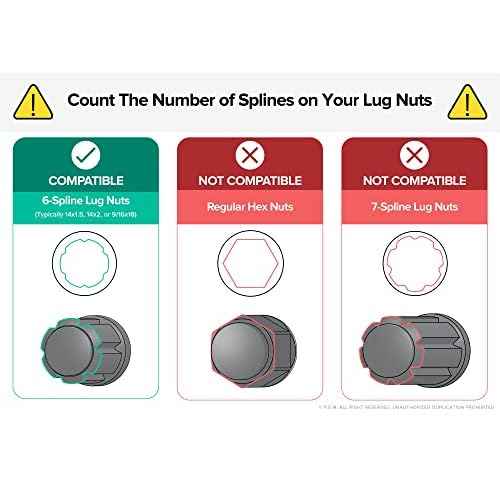 StanceMagic Large 6 Point Spline Drive Tuner Replacement Socket Key Tool for for Six Spline Truck SUV Wheel Lock Lug Nuts - 20mm Inner Diameter - 21mm 13/16" 22mm 7/8" Hex Socket Wrench - Silver