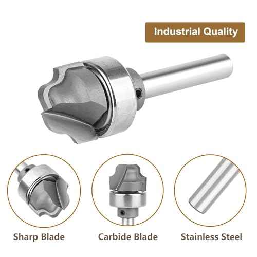 SpeTool Juice Groove Router Bits with Bearing 1/8" Radius 1/4" Shank, Bowl and Tray Router Bit for Crafting Drainage Grooves, Decorative Edges and Custom Woodworking Projects