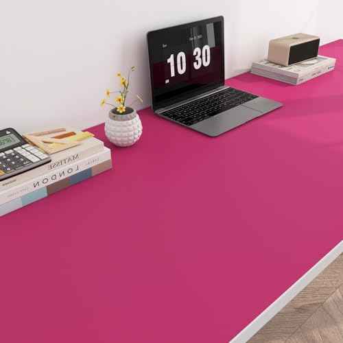 ReWallpaper Fuschia Pink Wallpaper Stick and Peel for Bedroom Girls Kids Room Bathroom Adhesive Dark Pink Contact Paper for Desk Dresser Cabinets Kitchen Appliances Magenta Vinyl Wrap 17.7inx6.5ft